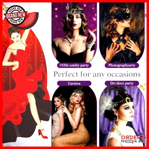 30 Pcs Feather Headbands 1920s Flapper Costume Accessory Hairpiece main image 6